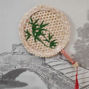 纯手工编织麦秸秆扇子麦秆扇中国风夏天凉快扇门庭摆件艺术扇子