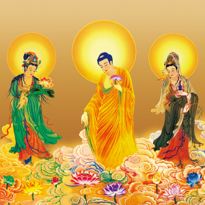 西方三圣佛像三宝佛像阿弥陀佛观音菩萨菩萨佛教客厅卧室装饰挂画