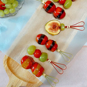 一次性水果签艺术竹签子点心插水果叉创意串水果花签可爱果插牙签
