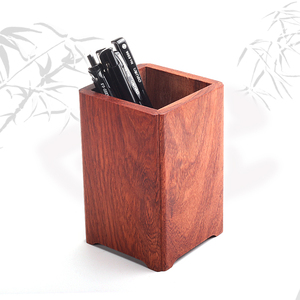 缅甸花梨木中式笔筒实木桌面木质笔盒学生办公室大容量创意笔座包