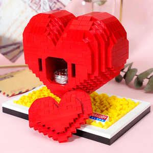 微钻小颗粒创意爱心积木乐高情侣系列成年立体拼装大人送女生礼物