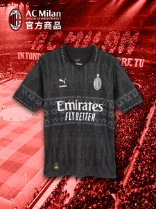 正品2324ac米兰第三第四客场球衣黑色pleasures联名款足球服队服