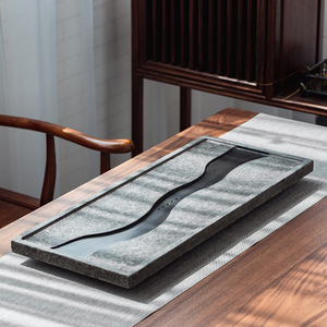 乌金石茶盘套装整块家用火烧石磨光茶台托盘茶海简约功夫茶具茶盘