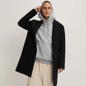 zara秋冬男装布料呢大衣简约中长款呢子大衣舒适版型风衣5070350