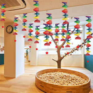 幼儿园装饰竹风转旋转挂饰学校教室走廊商场天花板风铃环创装吊饰