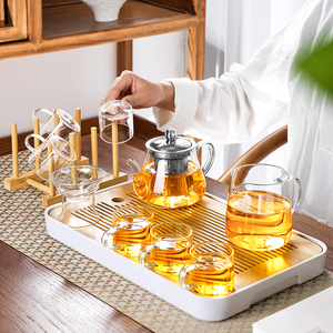 玻璃功夫茶具套装家用办公整套轻奢高档茶盘耐热透明泡茶茶壶茶杯