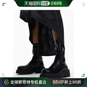 香港直邮潮奢 Topshop 女士 Laura sock 宽版织纹鞋跟及踝靴子(黑