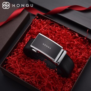 HONGU/红谷男士皮带真皮自动扣商务正装腰带男头层纯牛皮休闲裤带