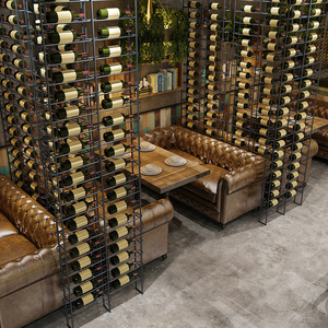 酒架隔断胡桃音乐酒吧葡萄酒瓶工业风靠墙酒柜展示架餐厅隔断屏风