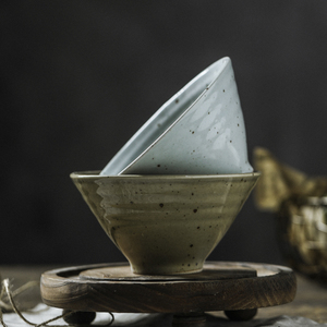 艺隆轩制日式家用斗笠碗粗陶餐具手工饭碗个性陶瓷碗菜碗单个面碗