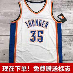 热压定制球衣篮球服背心雷霆队杜兰特35号蓝色白色复古裤子