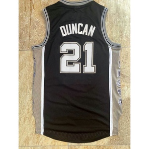 马刺21号邓肯退役纪念版网眼黑色密绣复古刺绣球衣篮球服运动服