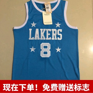 湖人科比8号四星全刺绣蓝色复古刺绣球衣篮球服运动服背心上衣夏