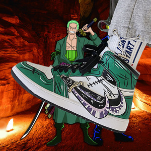 2021夏季男鞋海贼王联名鞋aj索隆日系动漫潮鞋运动休闲高帮板鞋男