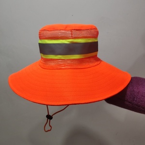 夏季环卫工人帽子遮阳防晒帽物业保洁公路养护大檐网眼太阳帽盆帽