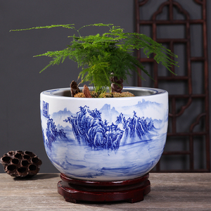 精品陶瓷花盆多肉植物中国风大盆景园艺盆栽青花加厚种吊兰绿萝盆