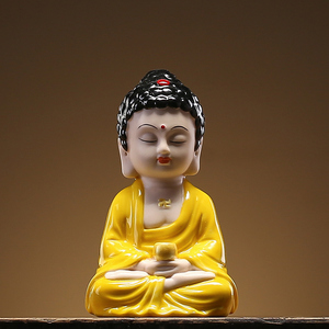 创意摆件陶瓷家居现代客厅装饰品汽车茶宠摆件可爱禅意小如来佛像