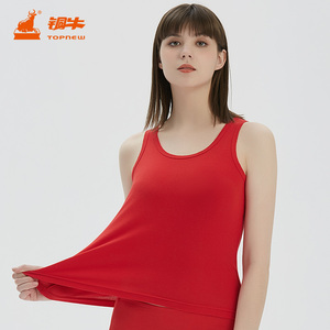 铜牛2021秋冬纯棉罗纹女红色背心内衣本领年新婚喜事打底vb078