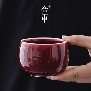 手工郎红色主人单杯高端功夫茶杯个人专用陶瓷茶具品茗杯茶盏大号