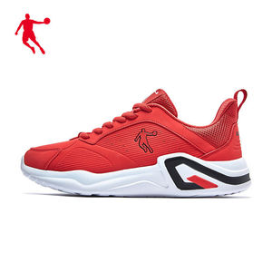 乔丹男鞋运动鞋春季皮面防水休闲鞋子红色跑步鞋增高软底学生跑鞋