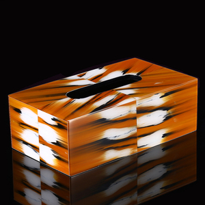 欧式简约轻奢精致客厅纸巾盒创意橘色仿牛角家用餐巾纸抽纸盒可爱