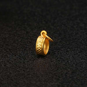 黄金顶针吊坠3d硬金999足金辟邪金针箍挂件宝宝满月百天红绳手链