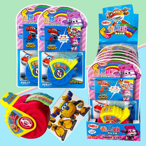 金稻谷超级飞侠儿童创意彩虹卷尺糖3d拼图糖果玩具小孩好吃的零食