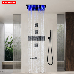 kasentop暗装恒温淋浴花洒套装热熔嵌入墙式黑色浴室吊顶喷头带灯