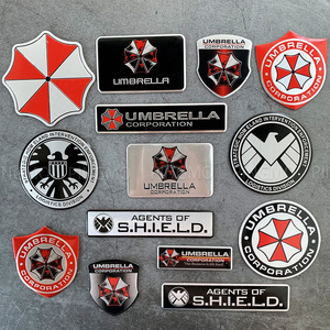 生化危机汽车铝贴圣盾局警告标志金属材质防水侧窗车身改装装饰贴