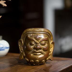 清代 铜鎏金金刚佛头摆件老物件文玩古董收藏真品佛像供奉摆件