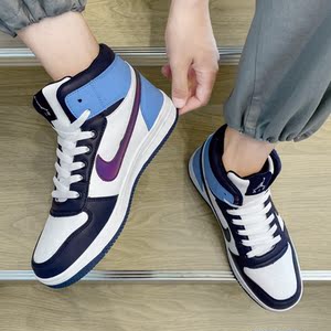 aj联名情侣鞋一对秋冬新款高帮青春潮流爆款男鞋百搭休闲运动板鞋