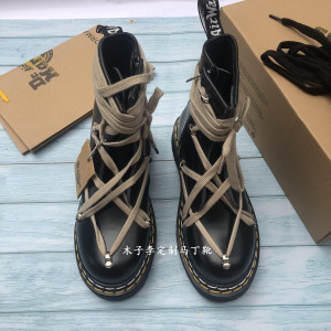 00tb729805155淘宝代购ro五芒星穿绳捆绑短靴鞋带rick owens倒三角