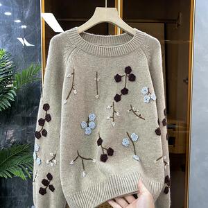 篙货速抢~重磅~前20立减100~立体梅花刺绣羊绒衫针织衫毛衣12929