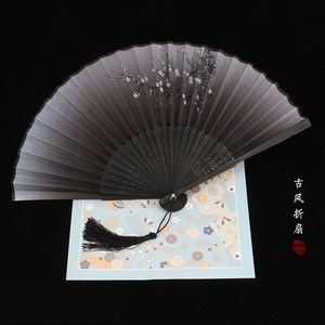 扇子折扇刀中国风古风女日式复古布夏季跳舞舞蹈折叠古风古装流苏