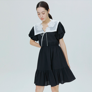 seed zero/零度种子海军领花朵连衣裙2022春夏missas买手店