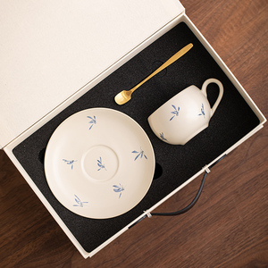 陶瓷简约咖啡杯碟套装创意下午茶杯子拿铁杯家用情侣对杯礼品定制