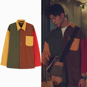 许光汉同款工装衬衫男 李子维夏季日系衣服 薄款拼接港风外套女