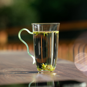高颜值透明绿茶杯女士个人专用玻璃杯女神杯水晶杯子办公室泡花茶