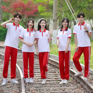夏季班服套装韩版宽松短袖T恤初高中小学生运动会开幕式校服定制