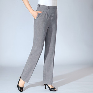 008人付款淘宝旁开口侧拉链中老年女裤高腰直筒大码宽松妈妈裤子夏季