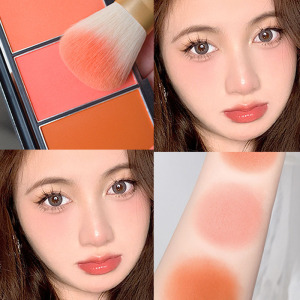 儿童腮红戏剧舞台专用橙橘色表演妆自然便携胭脂晒红三色幼儿园