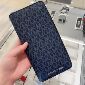 猫小姐在美国 mk男士藏蓝色风琴长款钱包 手包 男包 经典休闲款