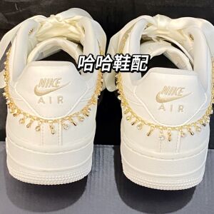 哈哈鞋配金色鞋链爱心扣适配空军af1金色四勾泫雅同款板鞋diy配饰