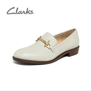 Clarks其乐2024春新款真皮乐福鞋女法式时尚单鞋一脚蹬牛皮女鞋