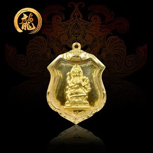 泰吉宝藏泰国佛牌正品 阿赞刁黄金四面佛 黄金包壳 2553