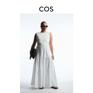 COS女装 修身版型缩褶层次拼接露腰连衣裙1164425002