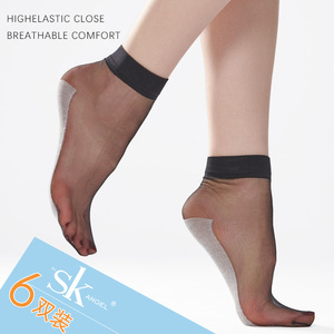 6双装 SK超薄0D隐形通透短袜脚底加棉吸汗透气抗菌丝袜女短邦袜子