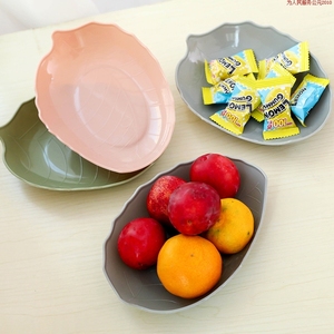 新品时尚创意多色树叶形水果盘 塑料糖果盘瓜子零食盘子
