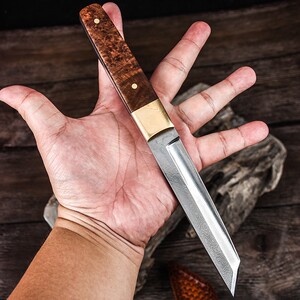 大马士革钢刀蒙族手把肉小刀锻造刀蒙古吃肉刀牛排刀藏族手扒肉刀