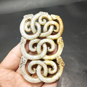 汉代和田玉佩七龙佩古玉老玉雕件精美手工白玉腰佩挂件古玩玉石